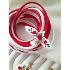 Набір з сережок та підвіски Bead Горлиця з маками