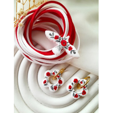 Набір з сережок та підвіски Bead Горлиця з маками