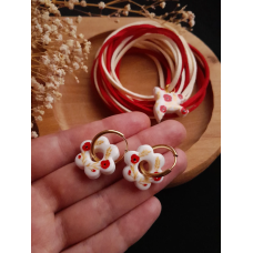 Набір з сережок та підвіски Bead Горобчик білий