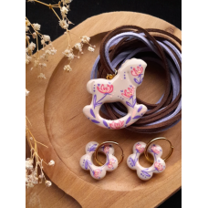 Набір з сережок та підвіски Bead Коник світло-коричневий