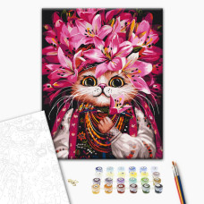 Картина за номерами Brushme Киця в лілеях