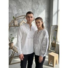 Парні вишиванки ESQ Патріотичні білі з сірим