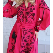 Жіноча вишита сукня Galychanka Квіткові чари малинова