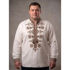 Чоловіча вишиванка Galychanka Козацька батал бежева з коричневим