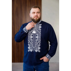 Чоловіча вишиванка Galychanka Всеволод батал синя з білим