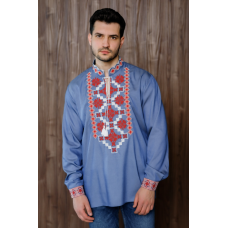 Чоловіча вишиванка Galychanka Яромир синя з червоним