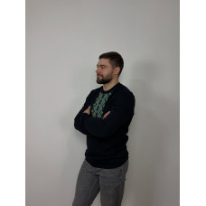 Чоловічий світшот з вишивкою Kogut Сава чорний з жовто-блакитним