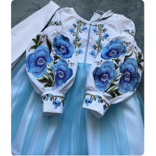 Вишита сукня для дівчинки Trend Маковина з блакитним