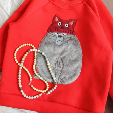Дитячий світшот Ladan Кіт пухнаста аплікація червоний