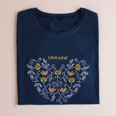 Жіноча футболка з вишивкою Ladan Серце Ukraine синя