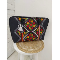Сумка тканинна Presentville Valise Український орнамент на чорному фоні