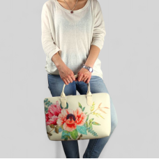 Сумка тканинна Presentville Valise Квіти на бежевому фоні