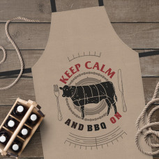 Фартух повноколірний Presentville Сolorful Keep calm and BBQ on коричневий