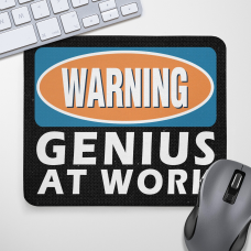 Килимок для миші Warning! Genius at work