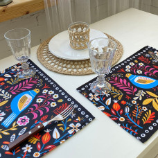 Серветки на стіл Presentville Диво-птах на чорному фоні
