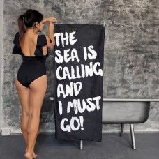 Рушник пляжний з принтом The sea is calling and I must go!