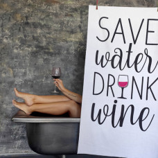 Рушник пляжний з принтом Save water drink wine