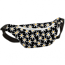 Сумка бананка Bumbag Ромашки на чорному фоні