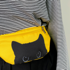 Сумка бананка Bumbag Чорний котик
