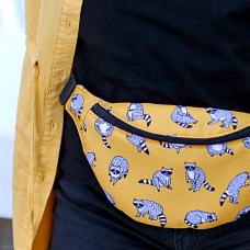 Сумка бананка Bumbag Єнотики на жовтому