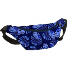 Сумка бананка Bumbag Листя на синьому