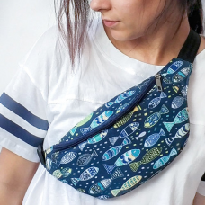 Сумка бананка Bumbag Рибки на синьому