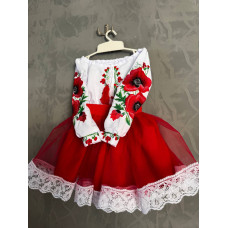 Вишитий комплект для дівчинки Trend Маки червоний