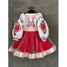 Вишитий комплект для дівчинки Trend Троянди рожевий