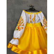 Вишитий комплект для дівчинки Trend Польовий букет біло-жовтий