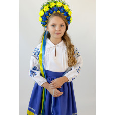 Вишитий комплект для дівчинки Trend Чернігівщина біло-синій