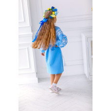 Вишита сукня для дівчинки Trend Листя блакитна