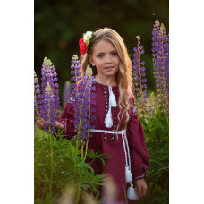 Вишита сукня для дівчинки Trend Троянда марсала