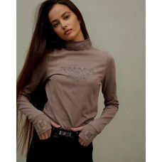 Гольф з вишивкою Trend Геометрія капучино