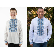Парні вишиванки для тата і сина V&V Єлисей білі