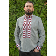 Чоловіча вишиванка V&V Полум'ян сіра