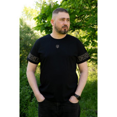 Чоловіча футболка з вишивкою V&V Тризуб чорна