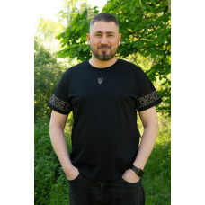 Чоловіча футболка з вишивкою V&V Тризуб чорна