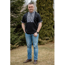 Чоловіча вишиванка V&V Всеволод чорна короткий рукав