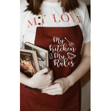 Фартух Живи просто My kitchen my rules бордовий