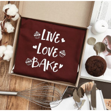 Фартух Живи просто Live love bake бордовий