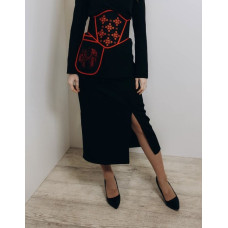Вишитий комплект корсет і кишенька-ладунка Ztclothes Орнамент чорний