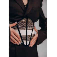 Жіночий вишитий корсет Ztclothes Плахта коричневий